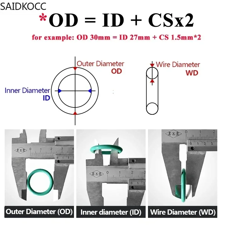 SAIDKOCC VMQ O Ring Seal Gasket CS 1mm OD 4~ 40mm Silicone Rubber Insulated Waterproof Washer Round Shape White Nontoxic