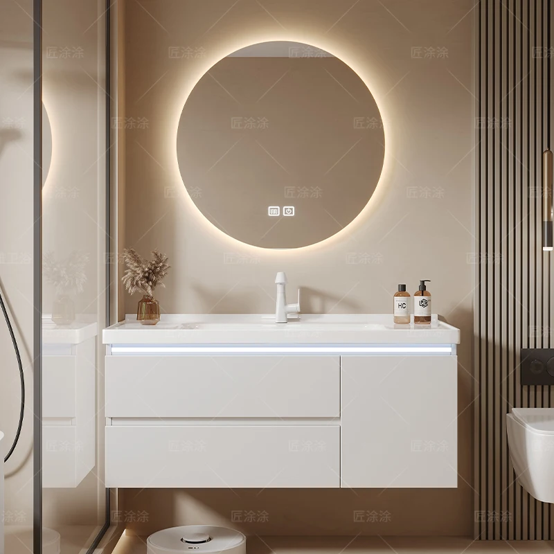 Modern Paper Bathroom Cabinet Storage Organizer Mirror Wall Accessories Shelves Cupboard Display Archivadores Hotel Furniture