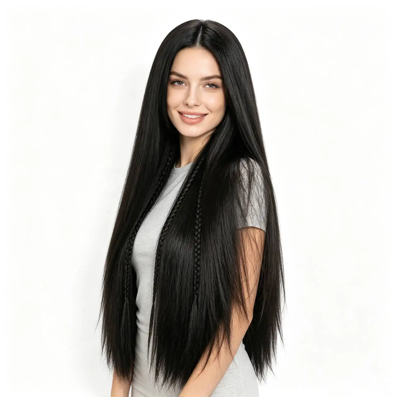 Universal Anime Cosplay Wig U Part Simulation Scalp Corn Crimped Long Straight Fluffy Synthetic Hair Heat Resistant Wig Cap