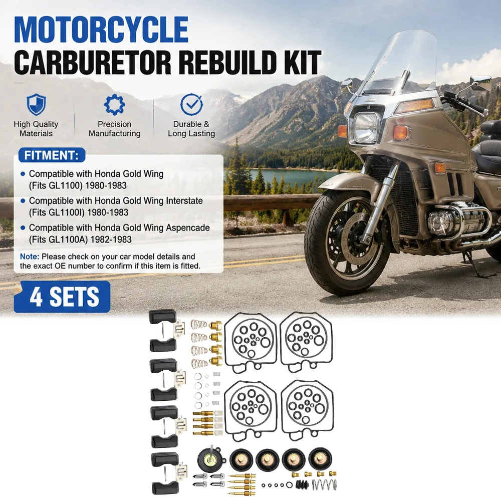 4Sets Motorcycle Carburetor Rebuild Kit For Honda Gold Wing Interstate Aspencade 1983 Durable accessories