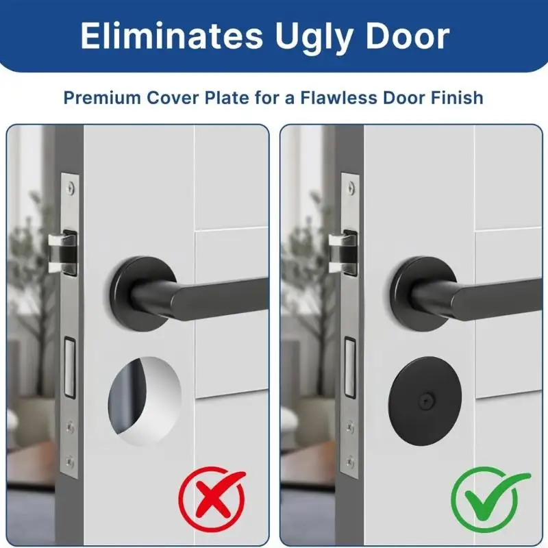 2Pack Durability Metal Deadbolts Hole Cover Plate Protects Against Intruders HX6C