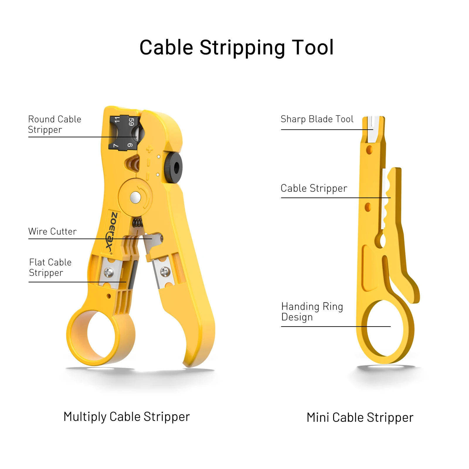 ZoeRax Network Tool Kit，RJ45 Crimp Tool kit Pass Through Crimper RJ45 Crimping Tool, Cable Tester, Punch Down Tool, Stripper