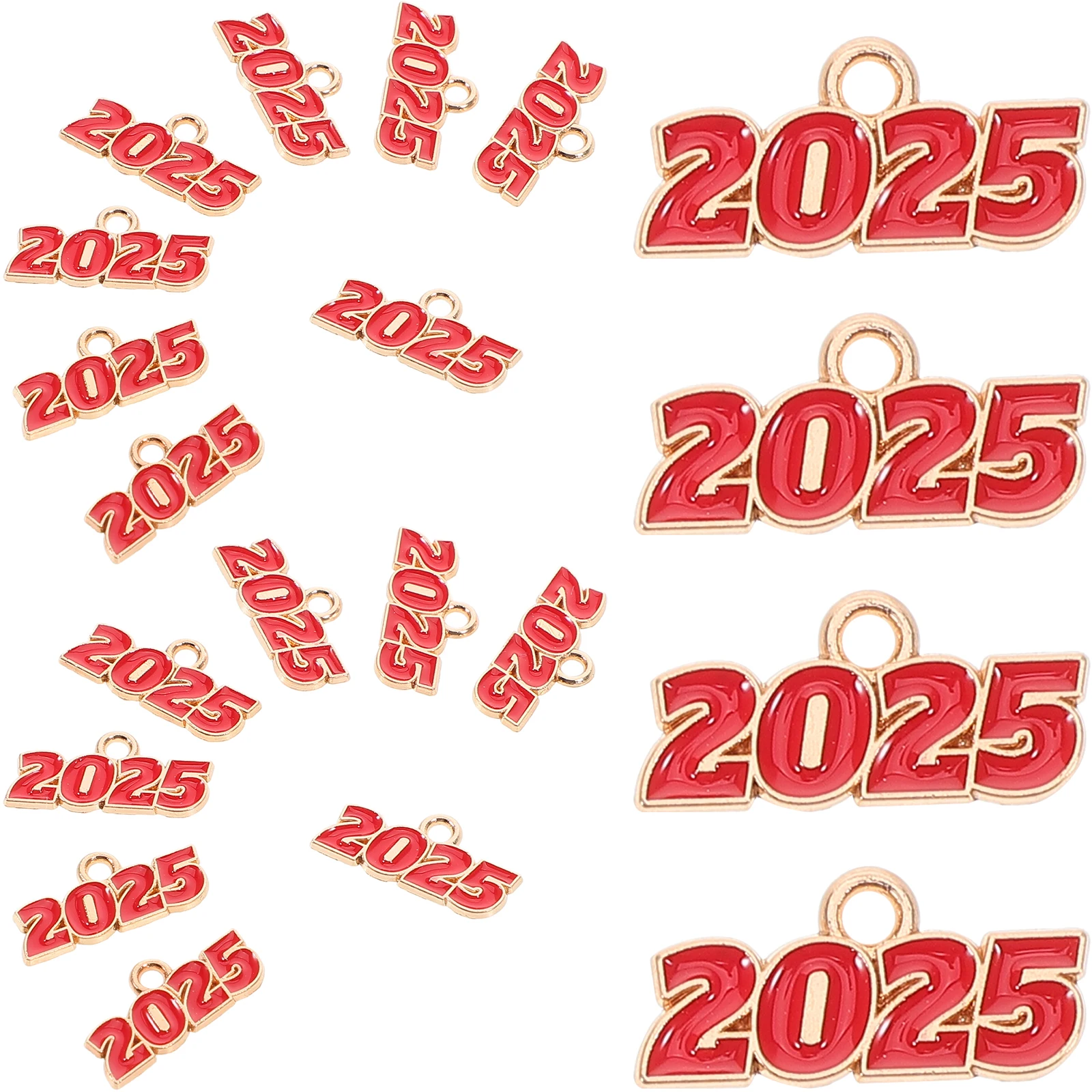 

20 Pcs 2025 Pendant Necklace Vintage Decor Key Chain Charms Number Alloy Jewelry Making Supplies Graduation Season Accessories