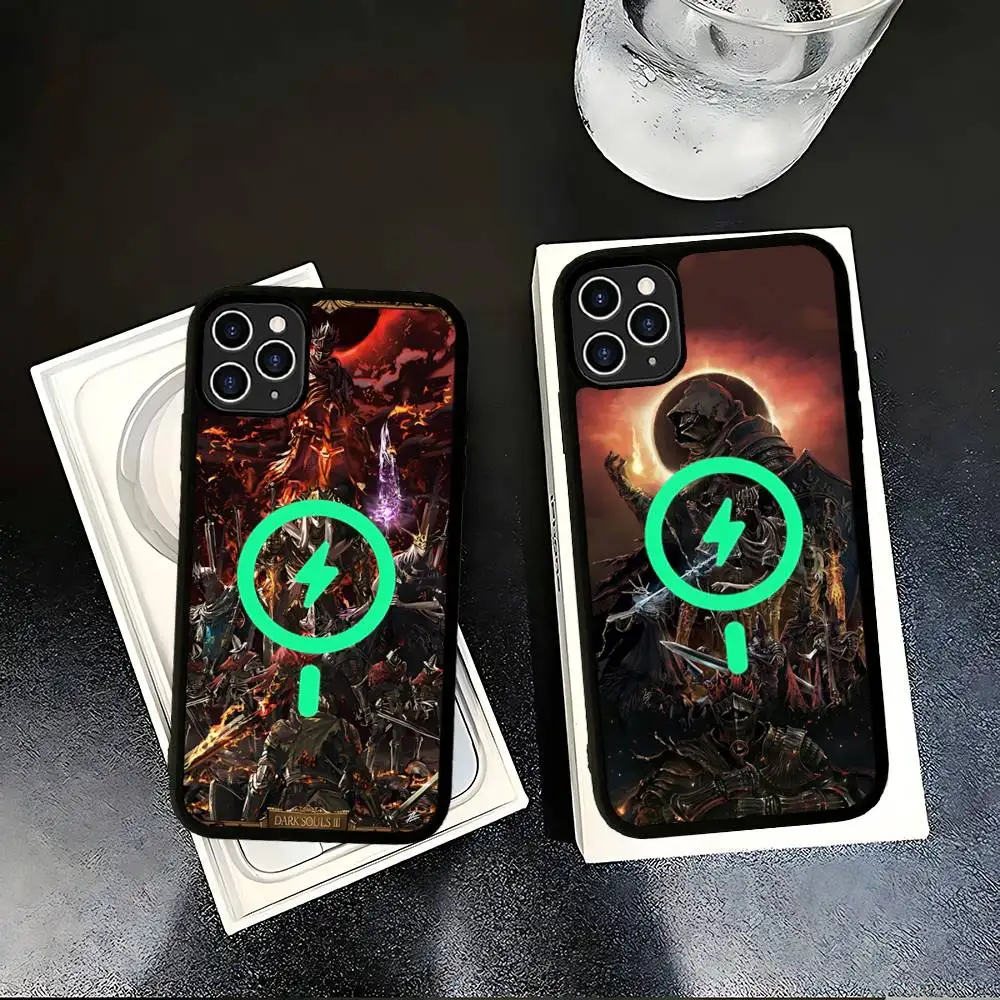 Funda Magnética para Teléfono con Diseño de Juego de Rol D-Dark S-Soul, Compatible con Magsafe, para iPhone 17 16 15 14 13 Plus Pro Max, Material PC+TPU