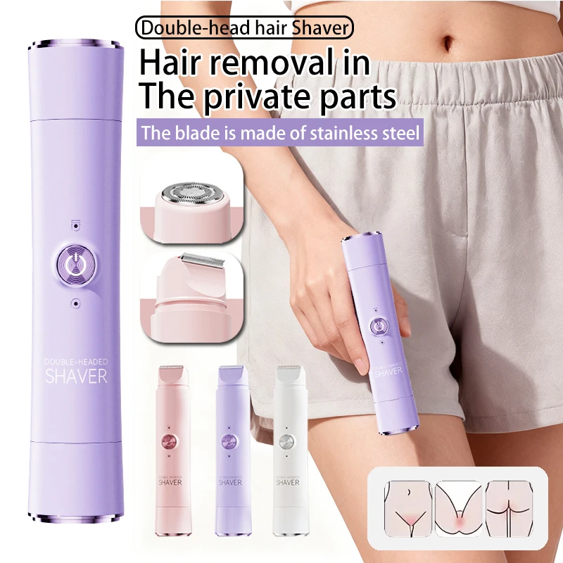 

Portable Dual-Head Electric Shaver, Bikini Trimmer, 2-in-1 Dual-Head Razor, Electric Hair Removal Device, Painless Shaving, No Hair Stuck, Suitable for Arms, Fuzz, Hairline, Thighs, Etc., Ideal Valentine's Day Gift Body Care Tool