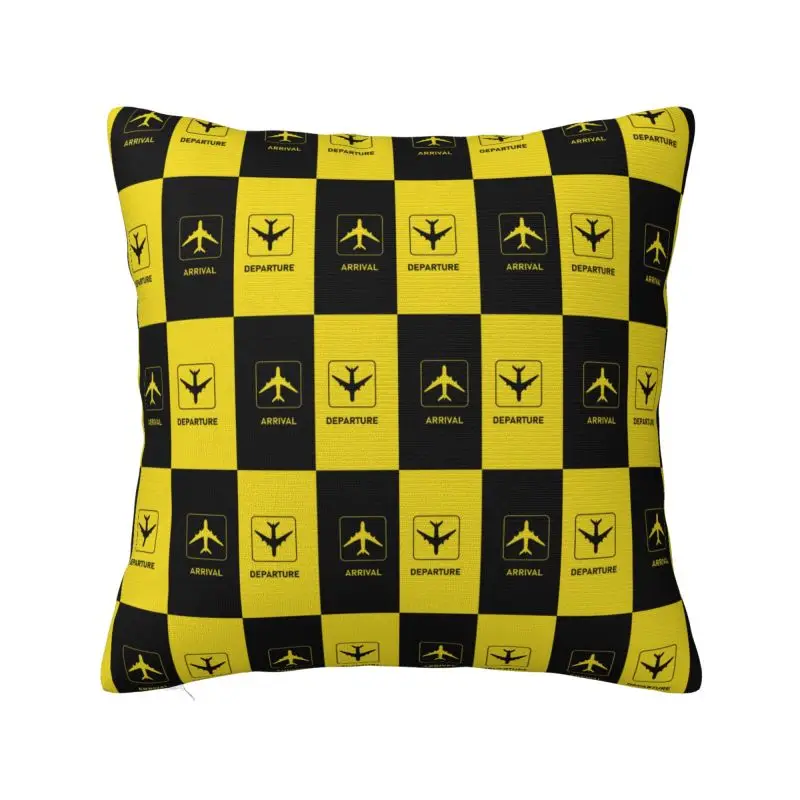 Custom Fashion Aviation Arrival Departure Cushion Covers Velvet Aviator Airport Plane Pillow for Sofa Car Square Pillowcase Home