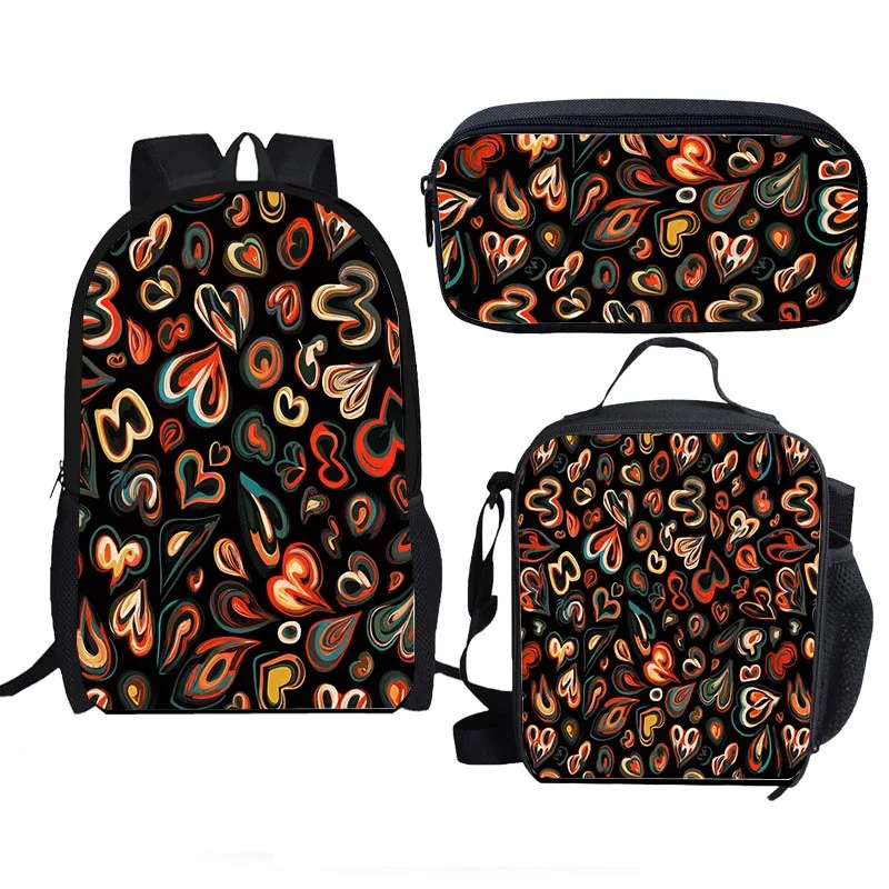 

Hip Hop Popular Novelty Love Flame 3D Print 3pcs/Set Student School Bags Laptop Daypack Backpack Lunch bag Pencil Case