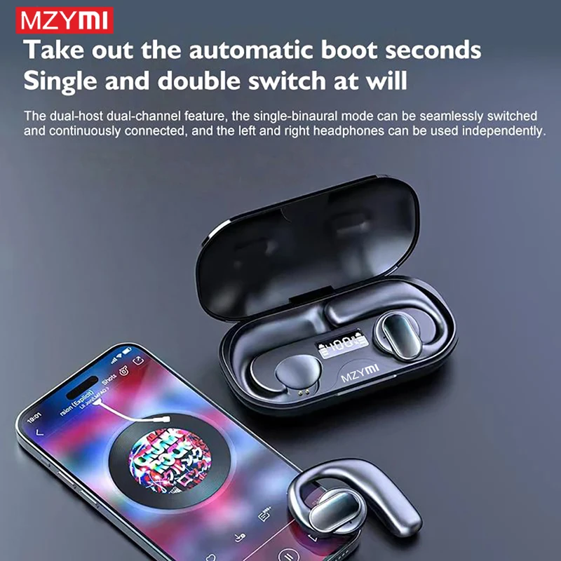 

MZYMI S901 Wireless Bluetooth Headset Earhook Earphone Bone Conduction Noise Cancelling Headphone TWS Sport High-quality Earbuds