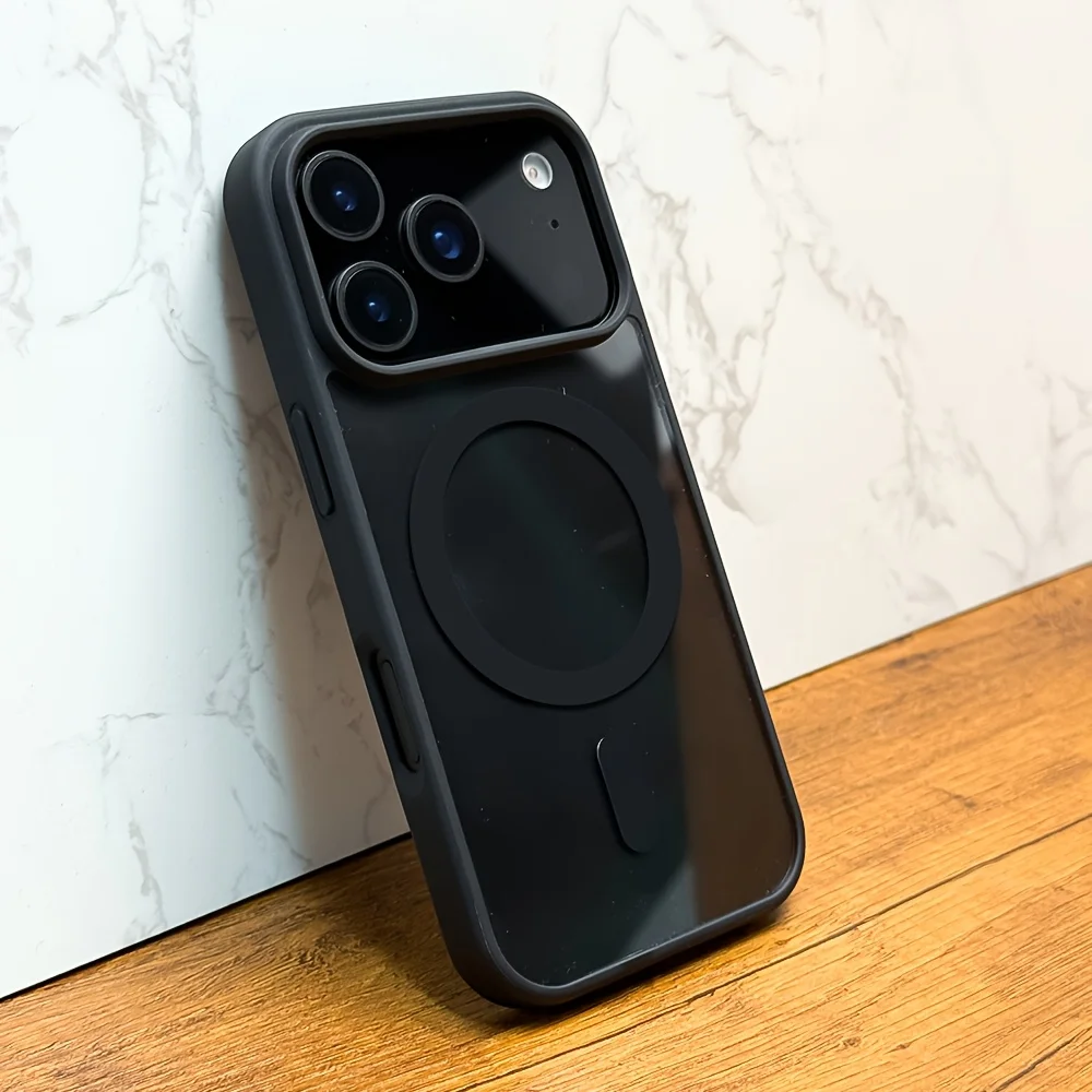 Para iphone 17 promax 11 16 15 luxo claro magnético caso de carregamento sem fio à prova de choque macio pára duro acrílico transparente capa