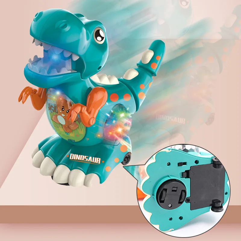 Novo dinossauro andando brinquedos elétricos modelo robô dos desenhos animados nteractive animal elétrico luz música brinquedos inteligentes presente para crianças