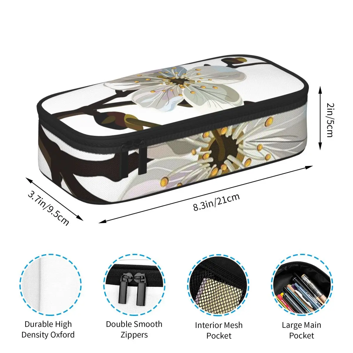 Japanese Sakura Cherry Blossoms Pencil Cases Pencil Pouch Storage Stationery Supplies Large Storage Pen Box Pencil Bag for Kids