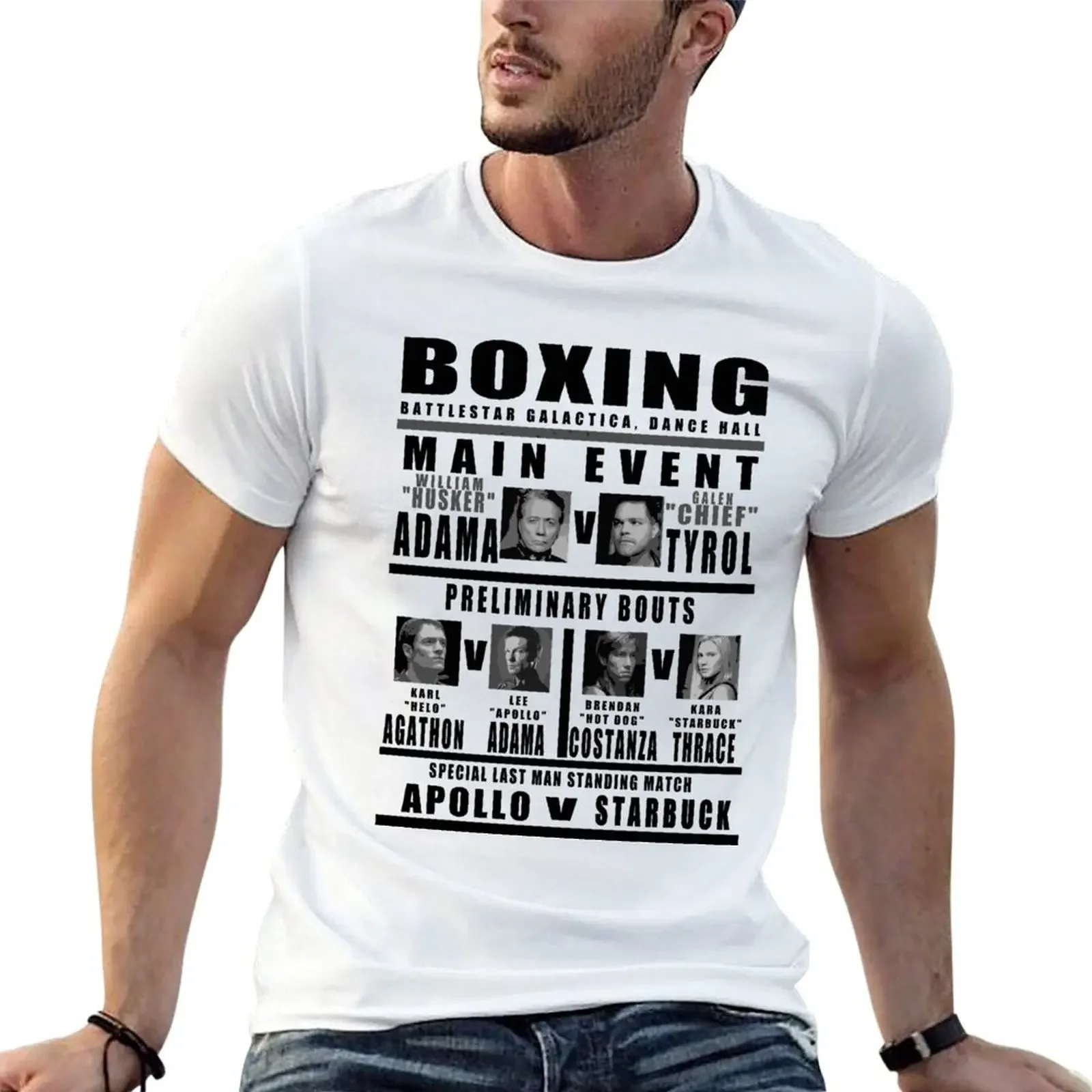 

BSG Boxing Card T-Shirt hippie clothes Louboutins t shirts for men cotton