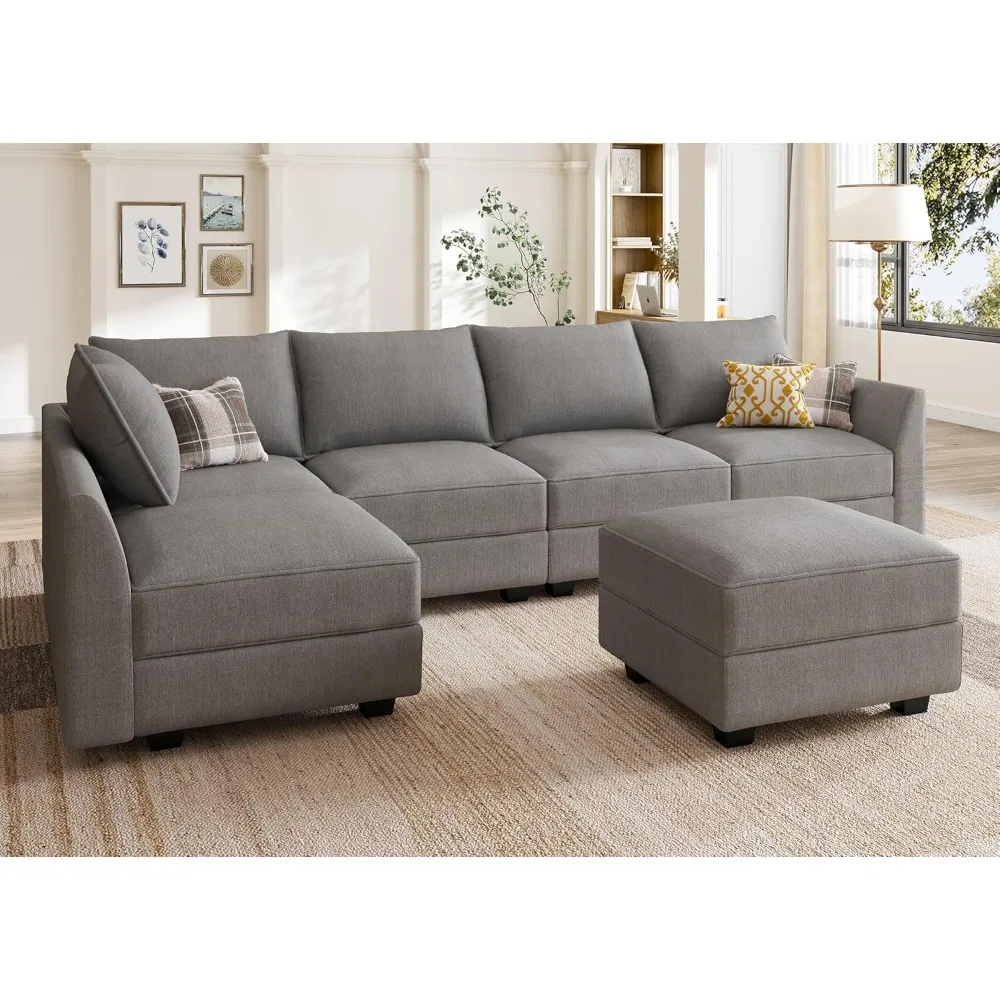 

L-Shaped Convertible Sectional Sofa – Modular Couch with Ottoman, Chaise & Storage for Living Room Versatility