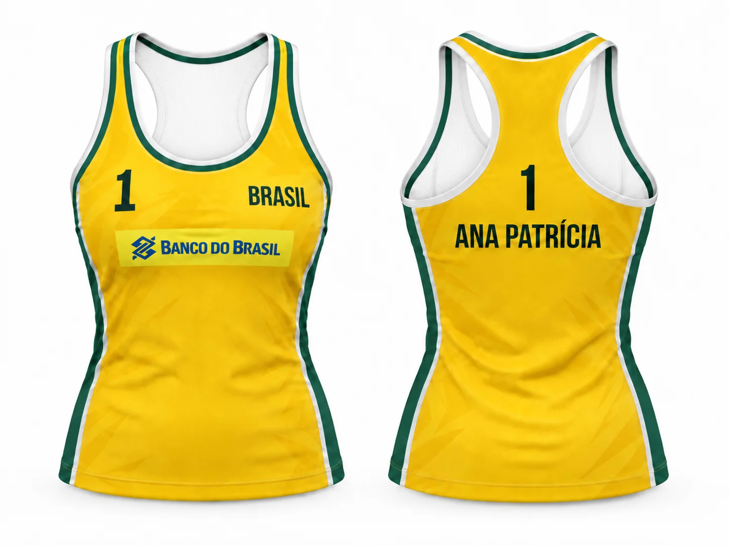 Brazil Women Beach Volleyball Champion Commemorative Jersey Ana Patricia Duda No.1 No.2 Sleeveless Racerback Sports Tank Top