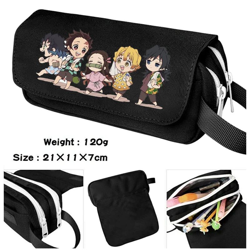 

Demon Slayer Pen Bag Student Anime Storage Bag Tanjirou Nezuko Zenitsu Pen Bags Boy Girl Large Capacity Flip Cover Pen Case Gift