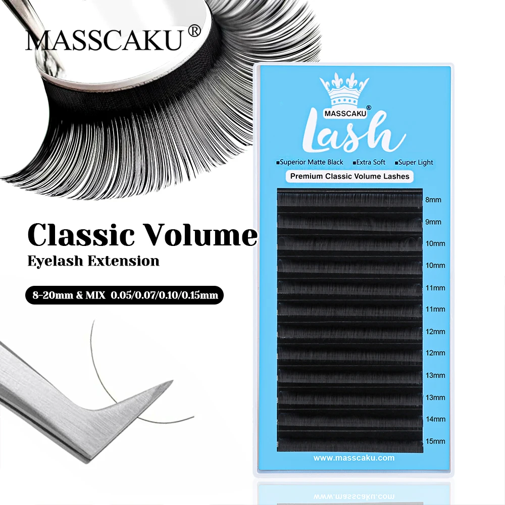 

MASSCAKU High Quality C D Curl Wispy Premium Material Russian Volume Eyelash Long-lasting Handmade Classic Regular Lashes Trays