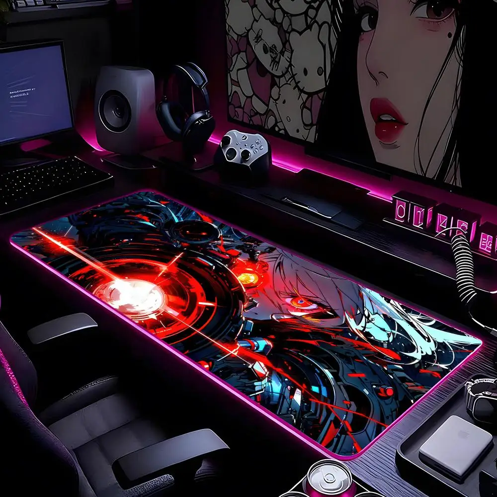 

Cool Futuristic Mecha Style Mouse Pad Mousepad HD Printing Computer Gamers Locking Edge Non-slip RGB Mouse Pad XXL90x40cm Keyboa