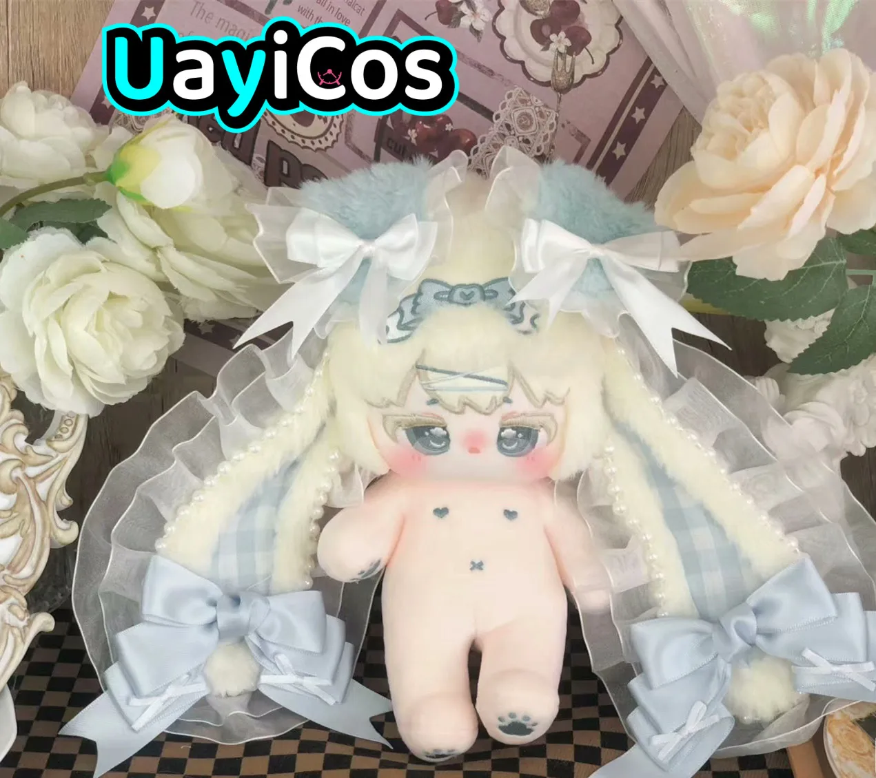 White Rabbit Ear Hai Yan Princess Elf Monster Stuffed 20cm Cute Plushie Cotton Plush Doll Body Anime Figure Toy For Kids Gifts