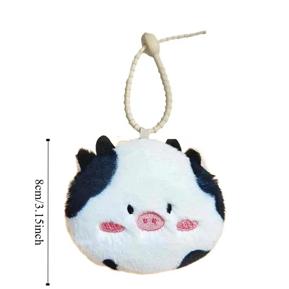 Headphone Bag Cow Plush Earphone Bag Raccoon Bag Pendant Plush Coin Purse Cute Cartoon Plush Wallet Pendant Women Girls