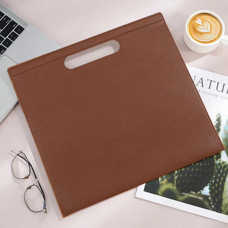 Document Bag A4 Handheld Leather Office Large Capacity Waterproof Archive Bag Data Briefcase Business Portable