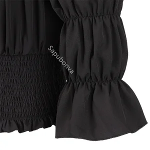 Viktorianische Renaissance mittelalterliche Frauen -Renaissance -Hemd, gotische Retro -Campesine, aus Schulterbluse, weißer Widerstand, Pirat, Frau 10 Hauptbauernverkleidungskleidung - №4