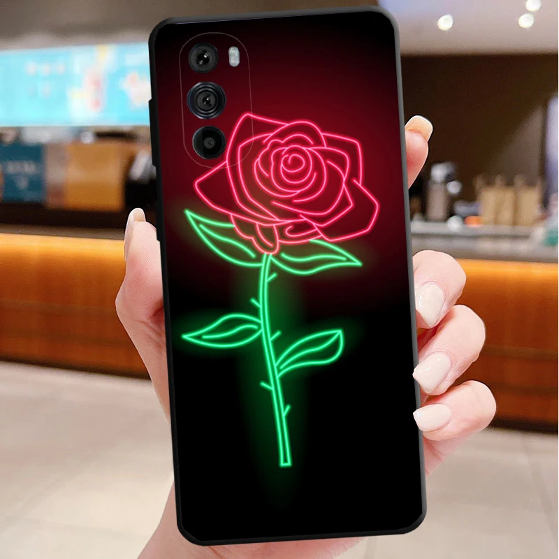 

Phone Case For Motorola Edge 50 40 Pro 60 50 40 30 Ultra Neo Fusion Moto G85 G72 G53 G54 G84 G13 G32 Rose in the dark