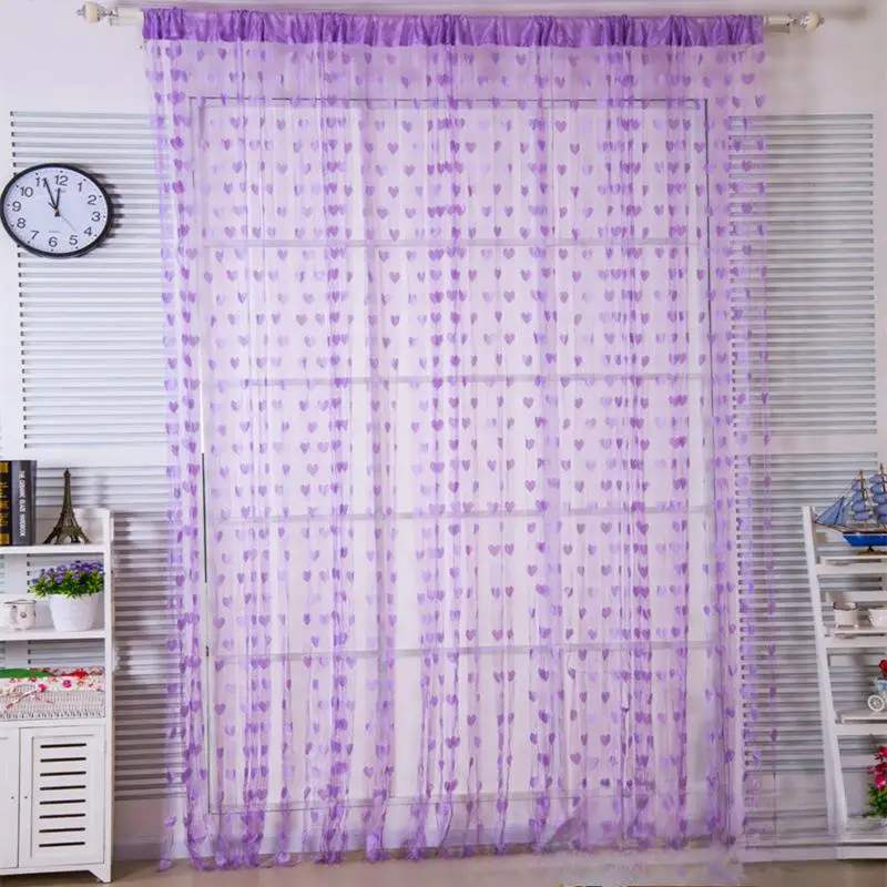 100x200cm Heart-shaped Thread Curtain Partition Door Curtains Living Room Bedroom Hanging Curtains Entrance Curtain Home Decor