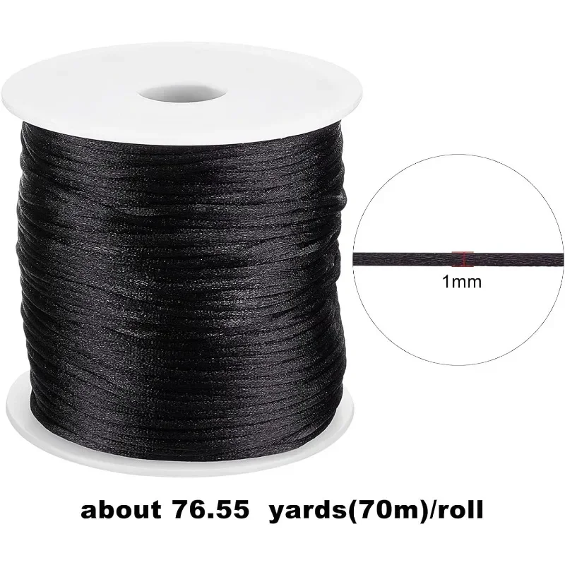 1 rotolo da 70 m cavo in raso di rattail da 1 mm cavo di seta per perline filo di nylon per braccialetti annodatura cinese cucito intrecciato