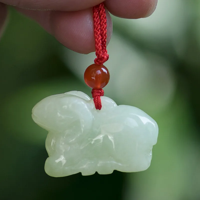 Natural A-grade Jade Sheep Pendant 3D Jade Sheep Hanging Ornament Zodiac Sheep Jade Guardian for Men and Women