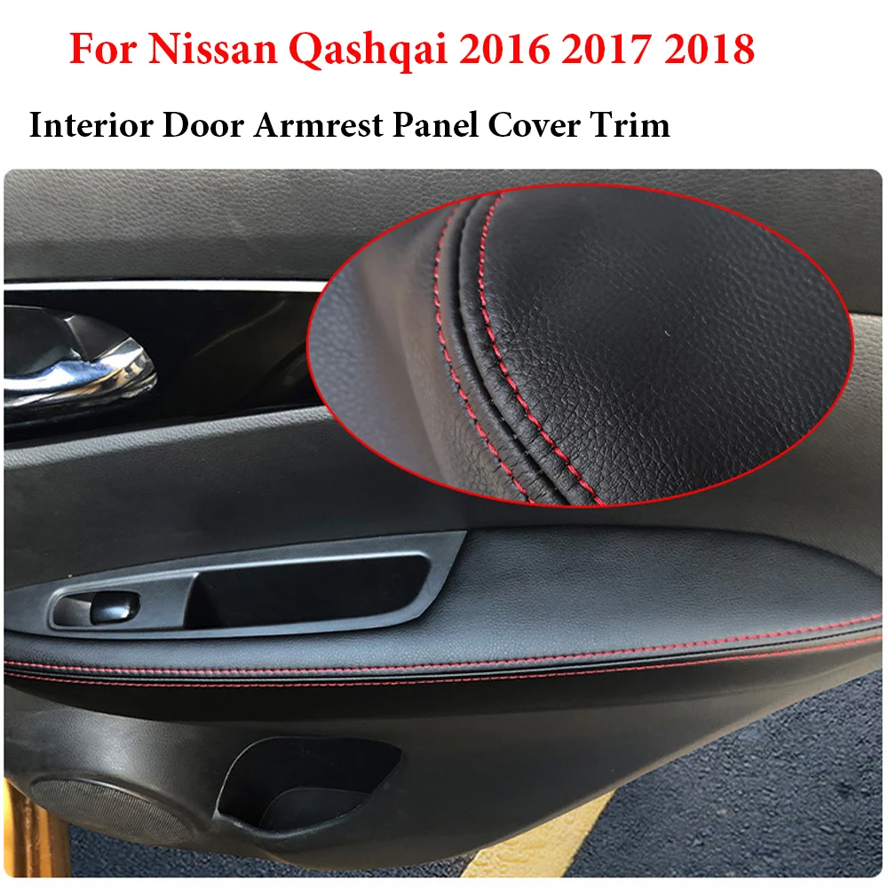 

4PCS Microfiber Leather Door Armrest Cover For Nissan Qashqai J11 2016 2017 2018 Interior Door Armrest Panel Cover Trim