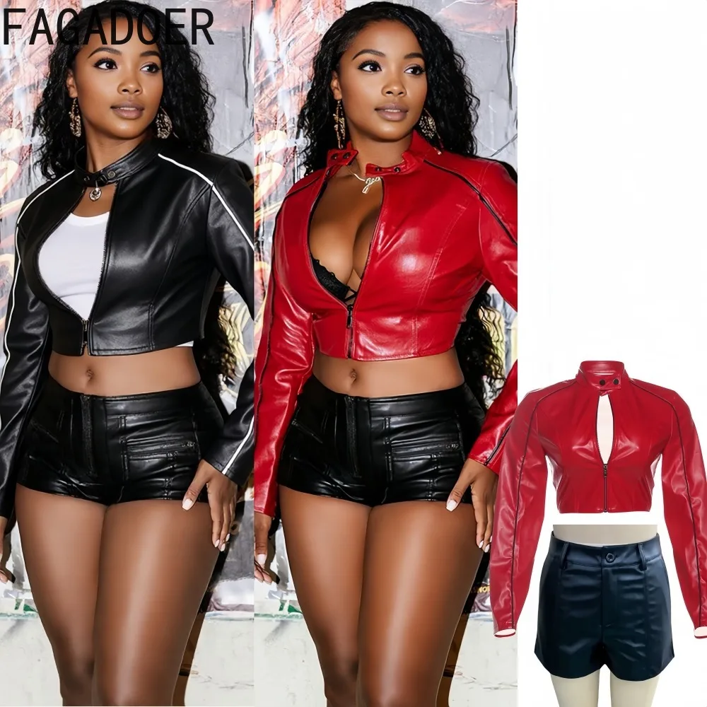 

FAGADOER Fashion Two Piece Outfits Woman Solid Color Long Sleeves Letter Patchwork Crop Top + Shorts Matching Female Streetwear