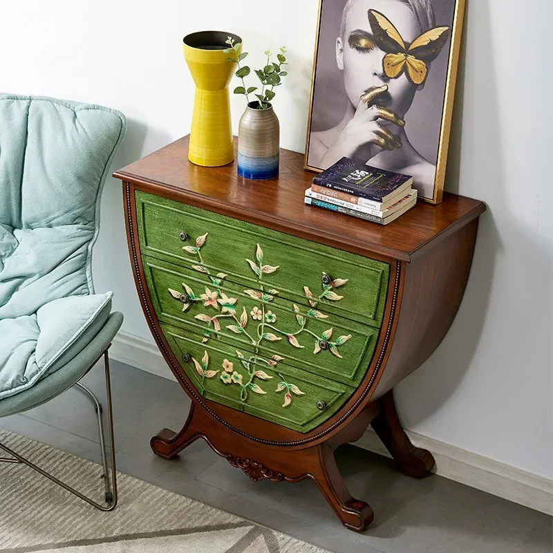 American foyer painted entrance cabinet, partition cabinet, retro three-bucket cabinet