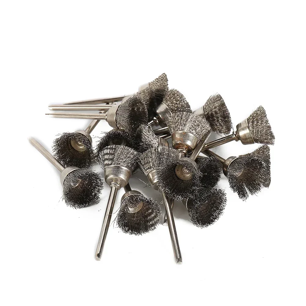 60pcs/Set Stainless Steel Wire Brushes Wheel Electric Polishing Woodworking Tool 3mm Shank Mini Brushed Burr Welding Metal