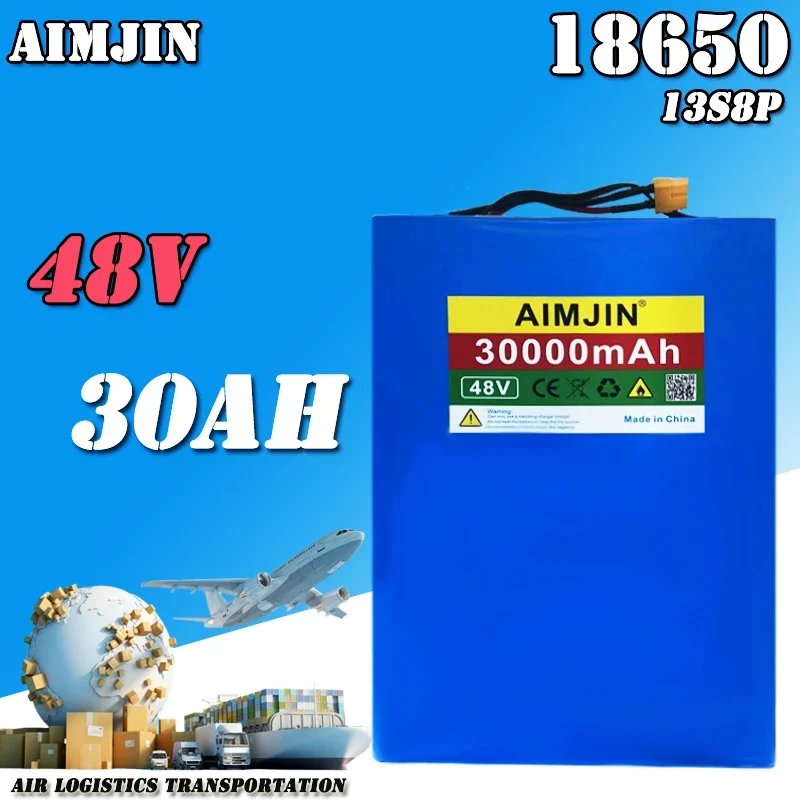 

13S8P 48V 30000mAh/30AH 18650 lithium battery pack 1000W electric battery with built-in 50A BMS high-power battery pack