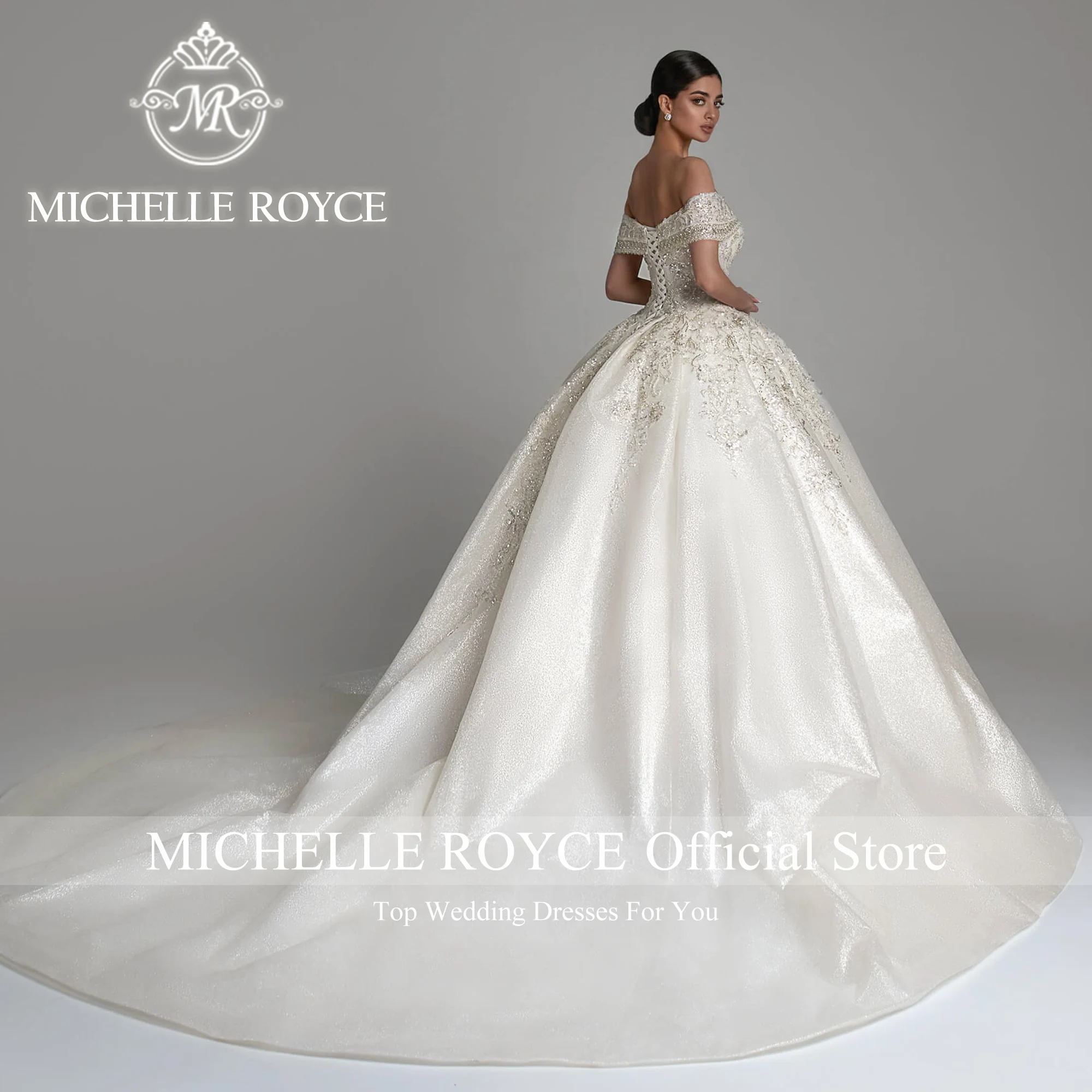 Michelle Royce Ball Gown Wedding Dress Sweetheart Embroidery Beading Sequined Sparkling Tulle Wedding Gown Vestido De Novia