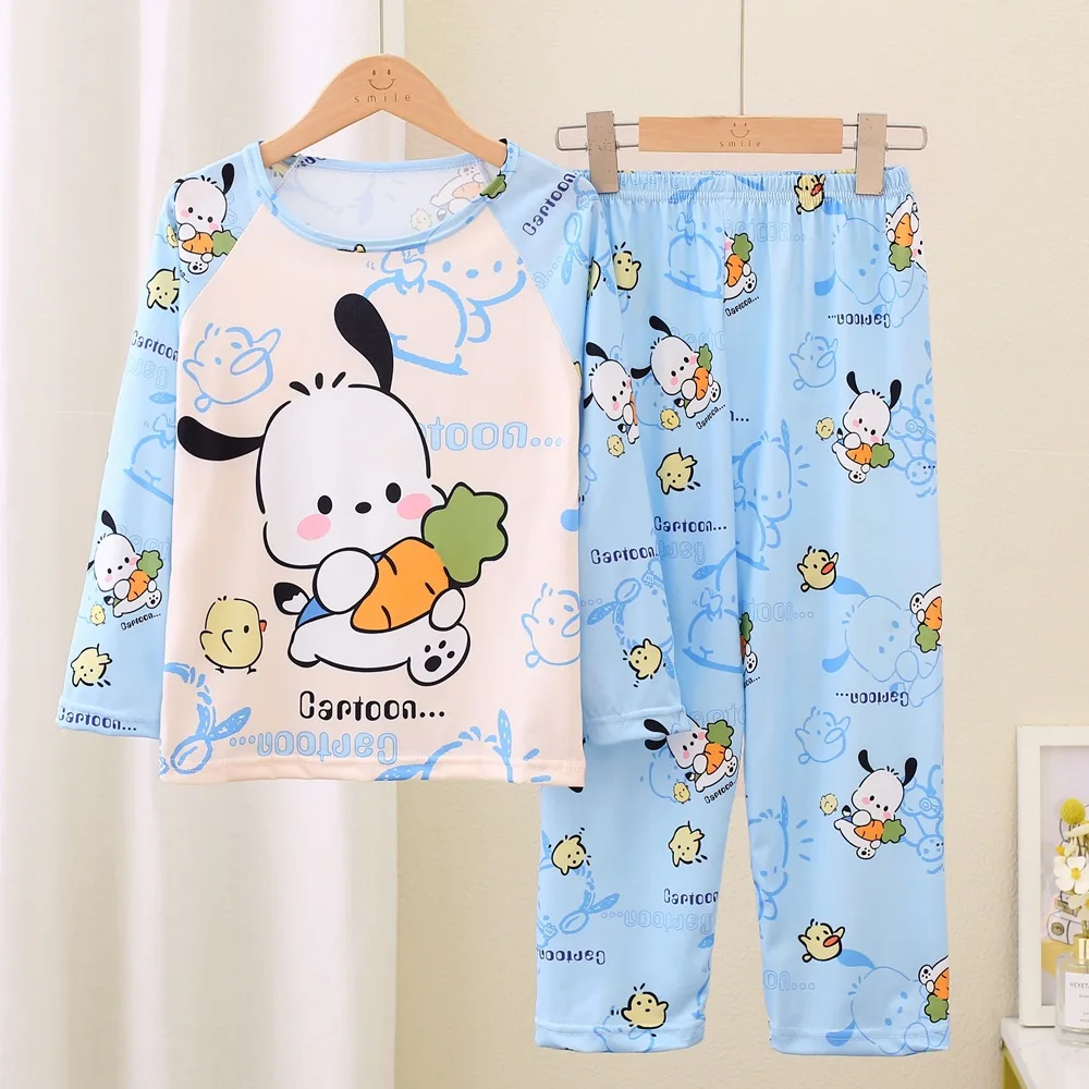 Cinnamoroll Sanrio Children Pajama Sets Causal Fashion Soft Comfortable Kids Sleep Clothes Set Round Neck Long Sleeved Pants