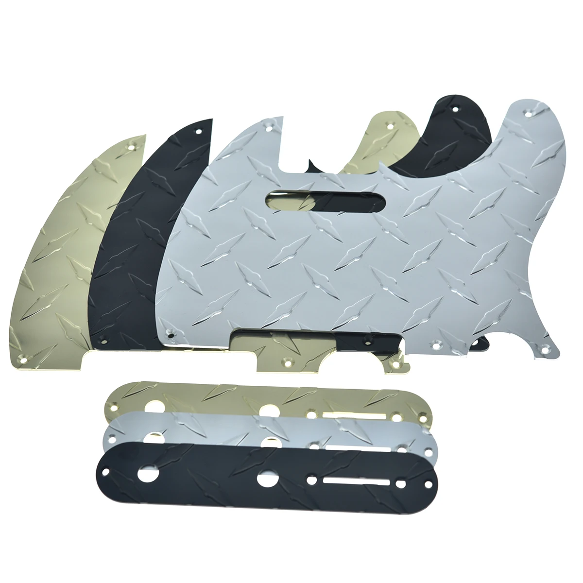 KAISH Diamond Plate Vintage 5 Hole Tele Pickguard with Aluminum Diamond Plate Control Plate for American/Mexican Fender Tele