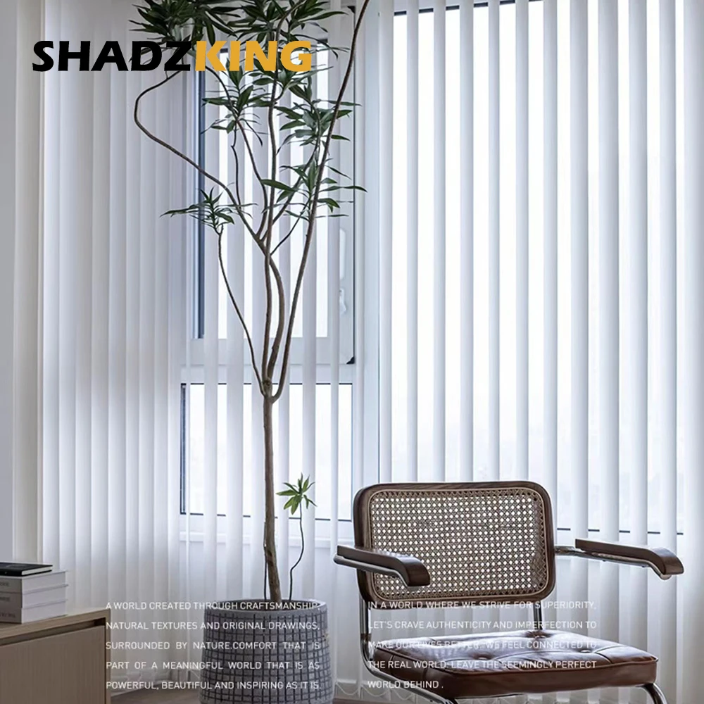 Shadzking Vertical Blinds for Sliding Doors Motorized Window Blinds for Living Room Polyester Vertical Blinds for Sliding Doors