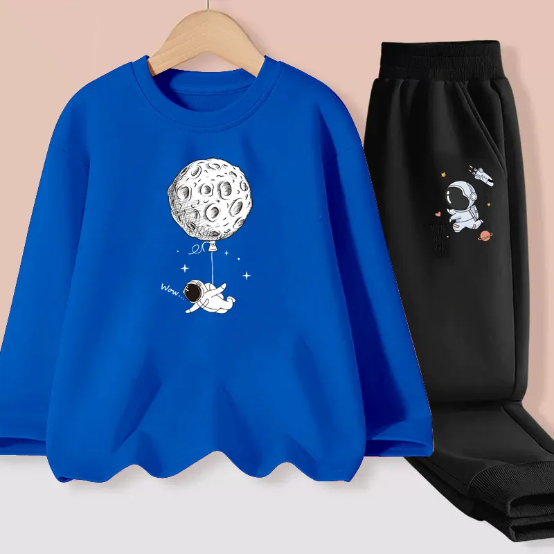 Aimi Lakana Astronaut Tees Sets Boy Long Sleeve T-shirt +Pants Kids Spring Printed Clothing 2-piece Suits