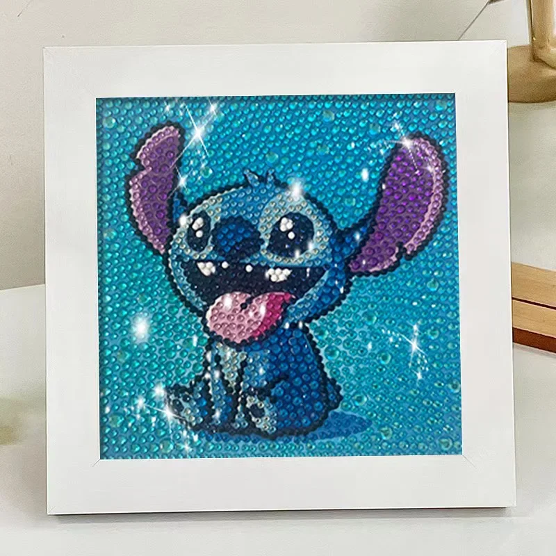 Disney-Stitch Diamante Desenho para Crianças, Bastão Redondo, Desenhos Animados Anime, Artesanal, DIY, Arte Bordada, Decoração para o Lar, Presente