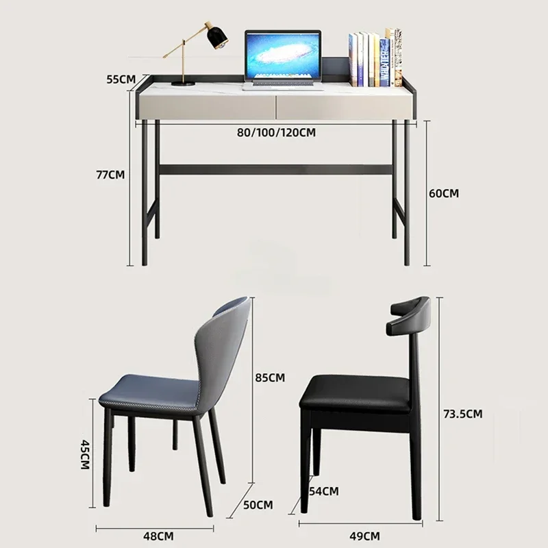 مكاتب كمبيوتر فاخرة فاخرة من ألواح الصخور، طاولة مكتب منزلية بسيطة، أثاث مكتبي حديث، حديد #6