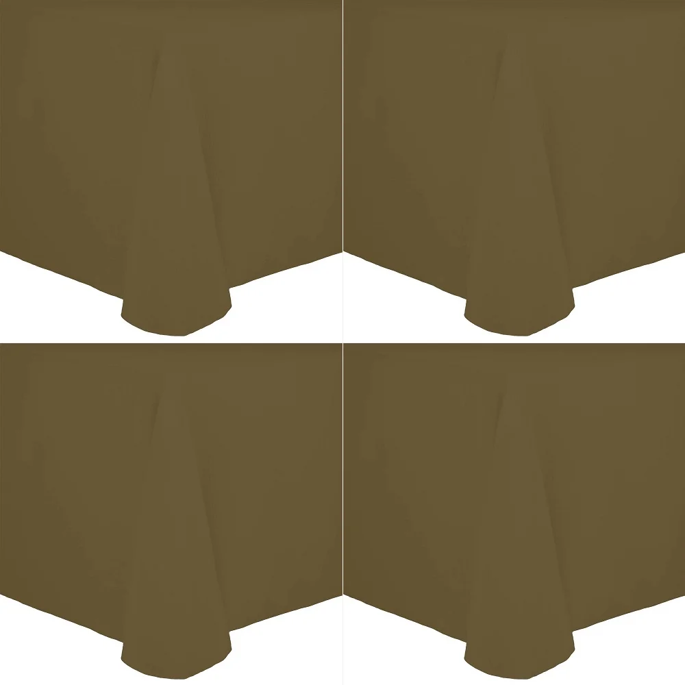 

5 Pack 4 ft. Fitted Polyester Tablecloth Fits 30 x 48Inch Rectangular Tables, Cafe Khaki