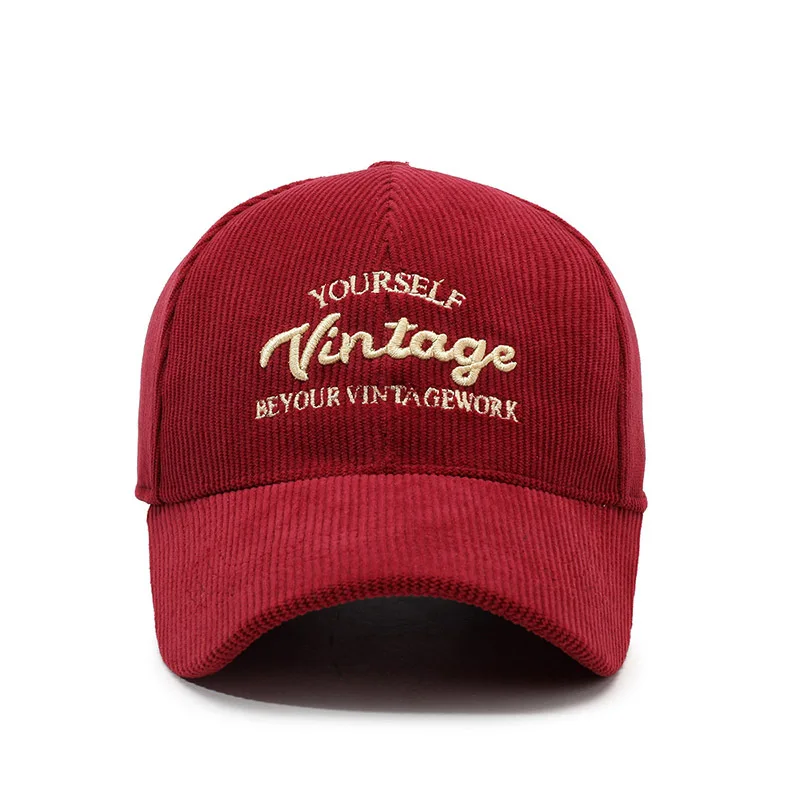 FS Brand Red Brown Corduroy Cap For Men Stylish 3D Letter Women Baseball Caps Summer Streetwear Trucker Hat Bone Masculino 2026