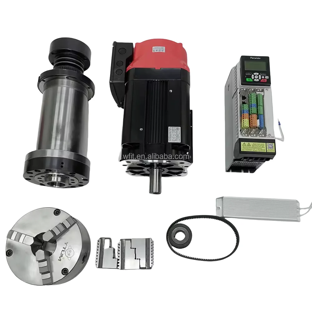 Spindle Cnc Kit Spindle Cnc Lather Machine Spindle Head with Chuck A2-4 120mm 6000rpm Belt Driving