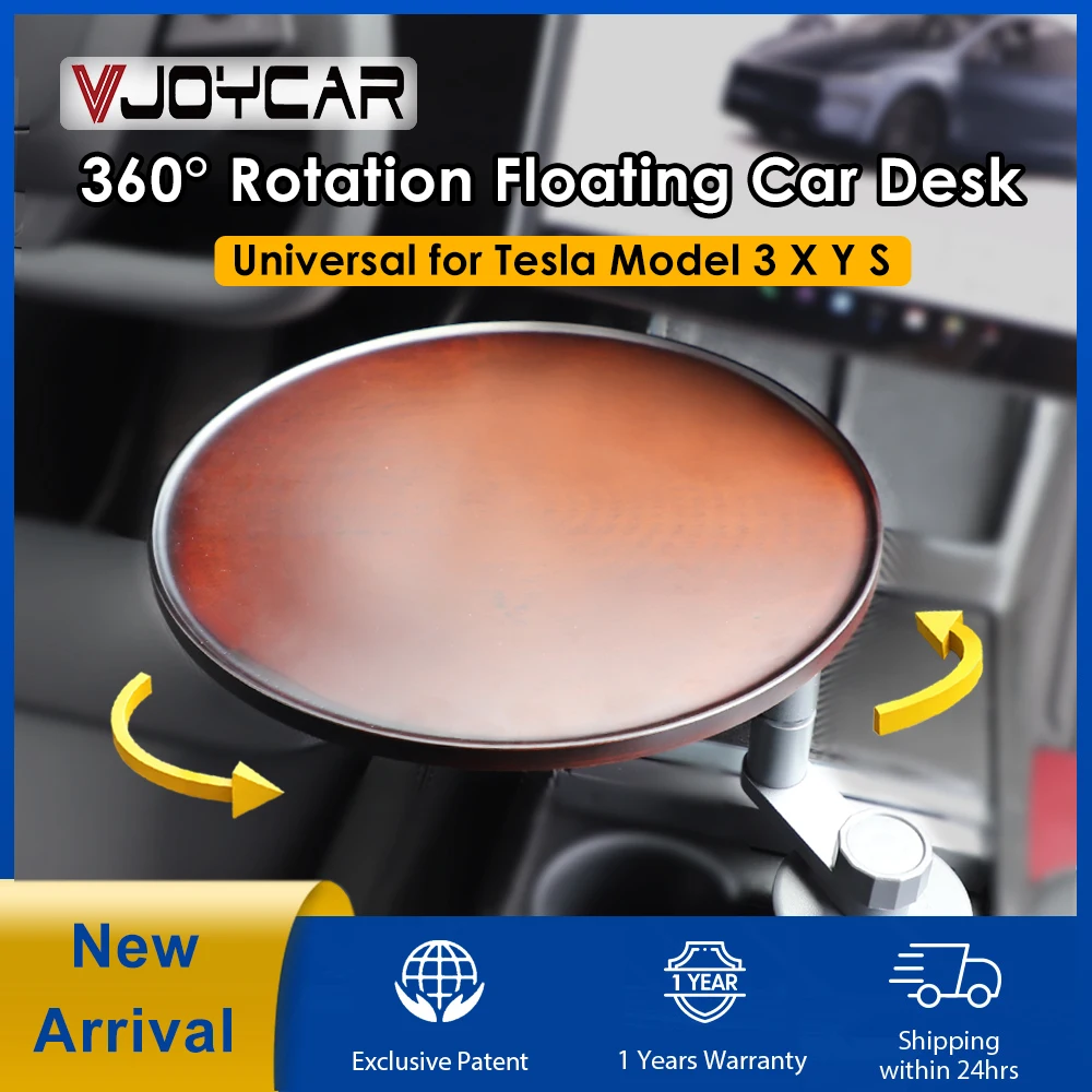 Practical Small Round Table for Tesla Model 3 Y X S All Range 360° Rotating Desk Shelf Drink Food Table Cup Holder