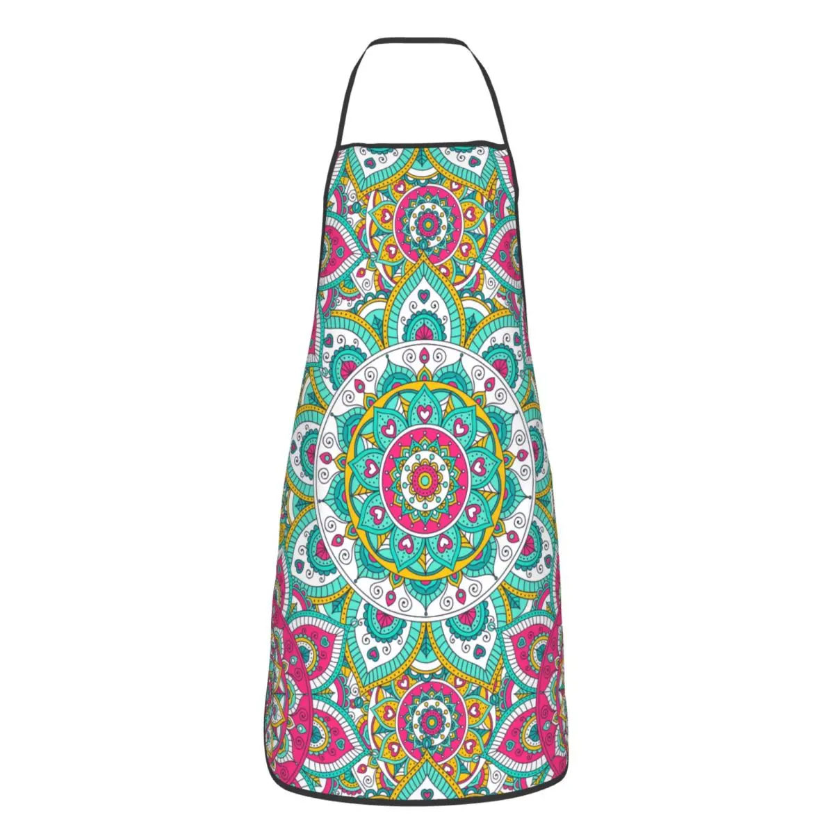 Custom Bohemia Ethnic Mandala Flower Pattern Bib Aprons Women Unisex Kitchen Chef Tablier Cuisine for Cooking Baking Painting