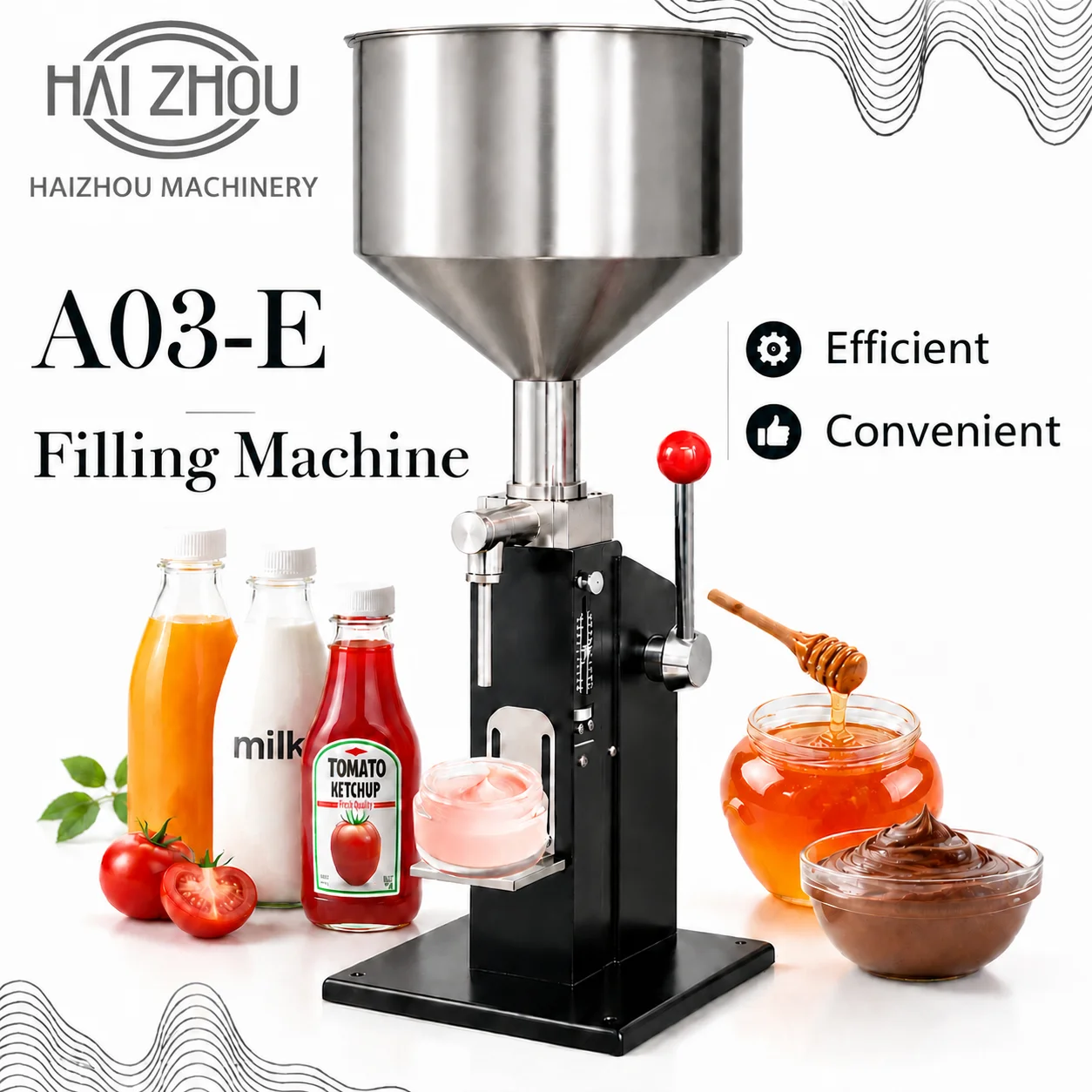 HAIZHOU Manual Liquid Paste Filler 5-100ml Stainless Steel Product Connect Small Packing Machinery Handle Filling Machine
