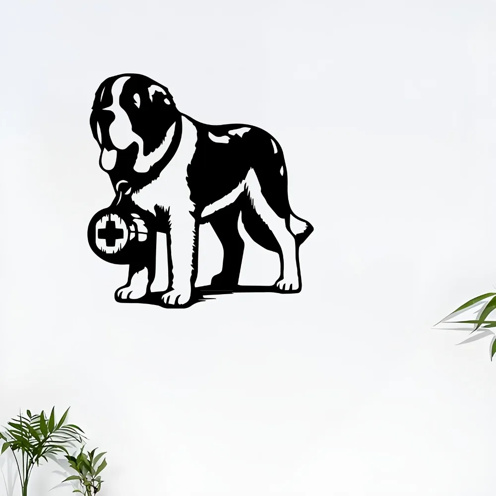 Brand Saint Bernard Metal Wall Art Lifelike Weatherproof Dog Mural for Patio Garden Decor Dog Lover Gift