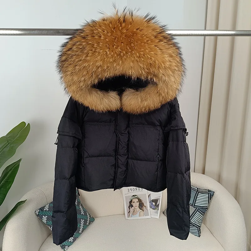 

Hot Sale 2024 new winter short women's down jacket, high-end women's 90 white duck down hooded jacket