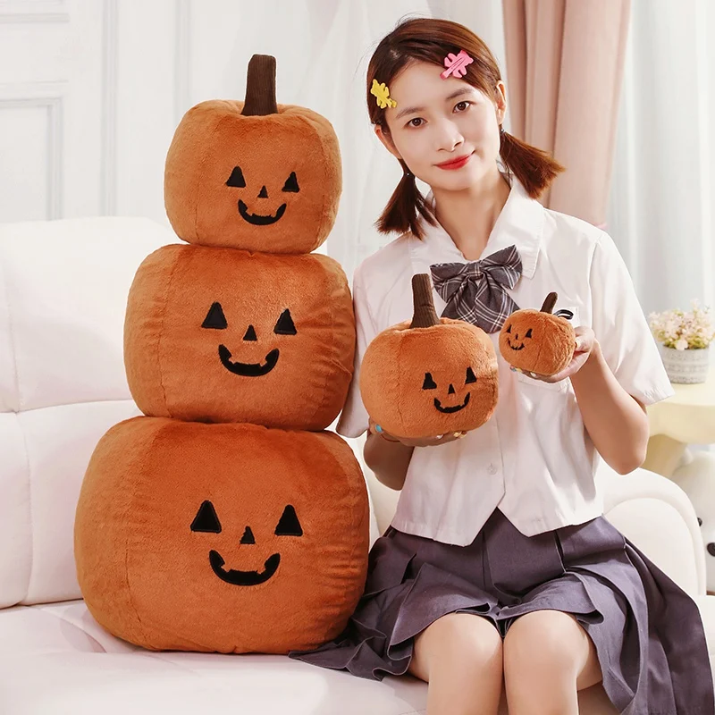 High Quality Orange Halloween Pumpkin Plush Doll Cute Pumpkin Plush Pillow Cushion Holiday Decoration Gift For Boys And Girls